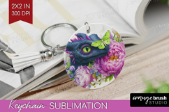 Floral Dragon Keychain PNG - Fantasy Keychain Sublimation Product Image 1