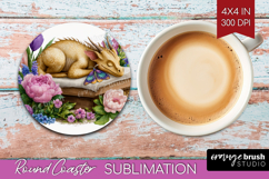 Floral Dragon Round Coaster - Fantasy Coaster PNG Product Image 1