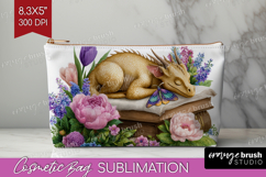 Floral Dragon Cosmetic Bag - Fantasy Makeup Bag PNG Product Image 1