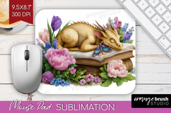 Floral Dragon Mouse Pad Sublimation - Fantasy Mousepad PNG Product Image 1