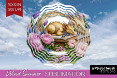 Floral Dragon Wind Spinner Sublimation PNG - Fantasy Round Product Image 1