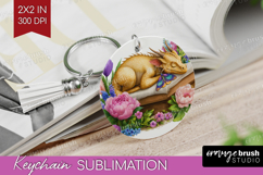 Floral Dragon Keychain PNG - Fantasy Keychain Sublimation Product Image 1