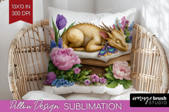 Floral Dragon Pillow Sublimation - Fantasy Pillow Cover PNG Product Image 1