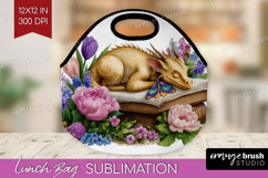 Floral Dragon Lunch Bag - Fantasy Lunch Bug PNG Sublimation Product Image 1
