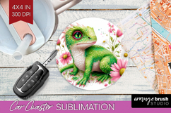 Floral Dragon Car Coaster - Fantasy Coaster PNG Sublimation Product Image 1