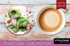 Floral Dragon Round Coaster - Fantasy Coaster PNG Product Image 1