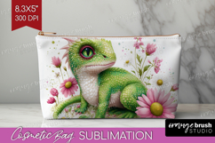 Floral Dragon Cosmetic Bag - Fantasy Makeup Bag PNG Product Image 1