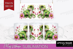 Floral Dragon Mug Wrap - Fantasy Mug PNG Sublimation Product Image 1