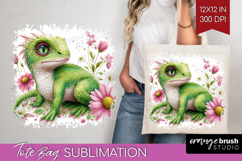 Floral Dragon Tote Bag - Fantasy Tote Bag PNG Sublimation Product Image 1