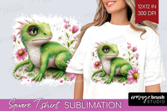 Floral Dragon Square Tshirt Background - Fantasy PNG Product Image 1
