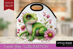 Floral Dragon Lunch Bag - Fantasy Lunch Bug PNG Sublimation Product Image 1