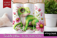 Floral Dragon Tumbler Wrap - Fantasy Tumbler PNG Sublimation Product Image 1