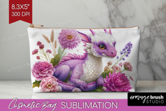 Floral Dragon Cosmetic Bag - Fantasy Makeup Bag PNG Product Image 1