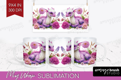 Floral Dragon Mug Wrap - Fantasy Mug PNG Sublimation Product Image 1