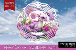 Floral Dragon Wind Spinner Sublimation PNG - Fantasy Round Product Image 1