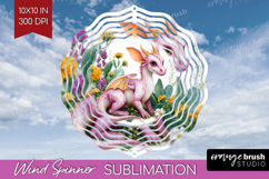 Floral Dragon Wind Spinner Sublimation PNG - Fantasy Round Product Image 1