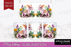 Floral Dragon Mug Wrap - Fantasy Mug PNG Sublimation Product Image 1