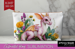 Floral Dragon Cosmetic Bag - Fantasy Makeup Bag PNG Product Image 1