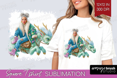 Floral Dragon Square Tshirt Background - Fantasy PNG Product Image 1