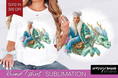Floral Dragon Round Tshirt Background - Fantasy PNG Product Image 1