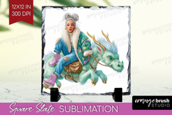 Floral Dragon Slate PNG - Fantasy Square Slate Sublimation Product Image 1