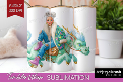 Floral Dragon Tumbler Wrap - Fantasy Tumbler PNG Sublimation Product Image 1