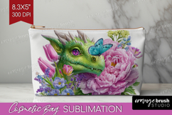 Floral Dragon Cosmetic Bag - Fantasy Makeup Bag PNG Product Image 1