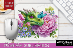 Floral Dragon Mouse Pad Sublimation - Fantasy Mousepad PNG Product Image 1