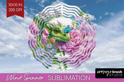 Floral Dragon Wind Spinner Sublimation PNG - Fantasy Round Product Image 1
