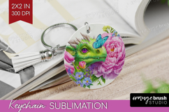 Floral Dragon Keychain PNG - Fantasy Keychain Sublimation Product Image 1