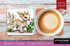 Floral Dragon Square Coaster - Fantasy Coaster PNG Product Image 1