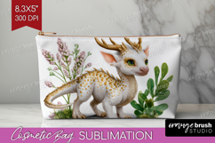 Floral Dragon Cosmetic Bag - Fantasy Makeup Bag PNG Product Image 1
