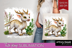 Floral Dragon Tote Bag - Fantasy Tote Bag PNG Sublimation Product Image 1