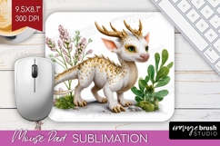 Floral Dragon Mouse Pad Sublimation - Fantasy Mousepad PNG Product Image 1