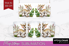 Floral Dragon Mug Wrap - Fantasy Mug PNG Sublimation Product Image 1