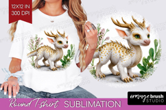 Floral Dragon Round Tshirt Background - Fantasy PNG Product Image 1