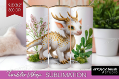 Floral Dragon Tumbler Wrap - Fantasy Tumbler PNG Sublimation Product Image 1
