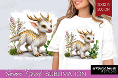 Floral Dragon Square Tshirt Background - Fantasy PNG Product Image 1