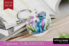 Floral Dragon Keychain PNG - Fantasy Keychain Sublimation Product Image 1