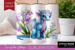 Floral Dragon Tumbler Wrap - Fantasy Tumbler PNG Sublimation Product Image 1