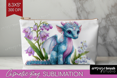 Floral Dragon Cosmetic Bag - Fantasy Makeup Bag PNG Product Image 1