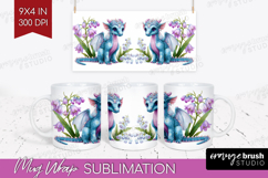 Floral Dragon Mug Wrap - Fantasy Mug PNG Sublimation Product Image 1