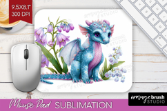 Floral Dragon Mouse Pad Sublimation - Fantasy Mousepad PNG Product Image 1
