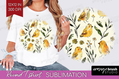 Floral Animals Round Tshirt Background - Farm Animals PNG Product Image 1