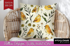 Floral Animals Pillow Sublimation - Farm Animals Pillow PNG Product Image 1