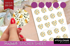 Floral Animals Round Sticker - Farm Animals Printable Sheet Product Image 1