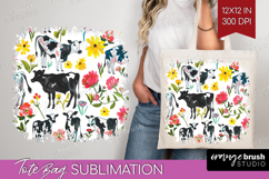 Floral Animals Tote Bag - Farm Animals Tote Bag PNG Product Image 1