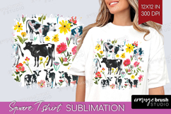 Floral Animals Square Tshirt Background - Farm Animals PNG Product Image 1