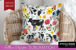 Floral Animals Pillow Sublimation - Farm Animals Pillow PNG Product Image 1