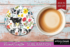 Floral Animals Round Coaster - Farm Animals Coaster PNG Product Image 1